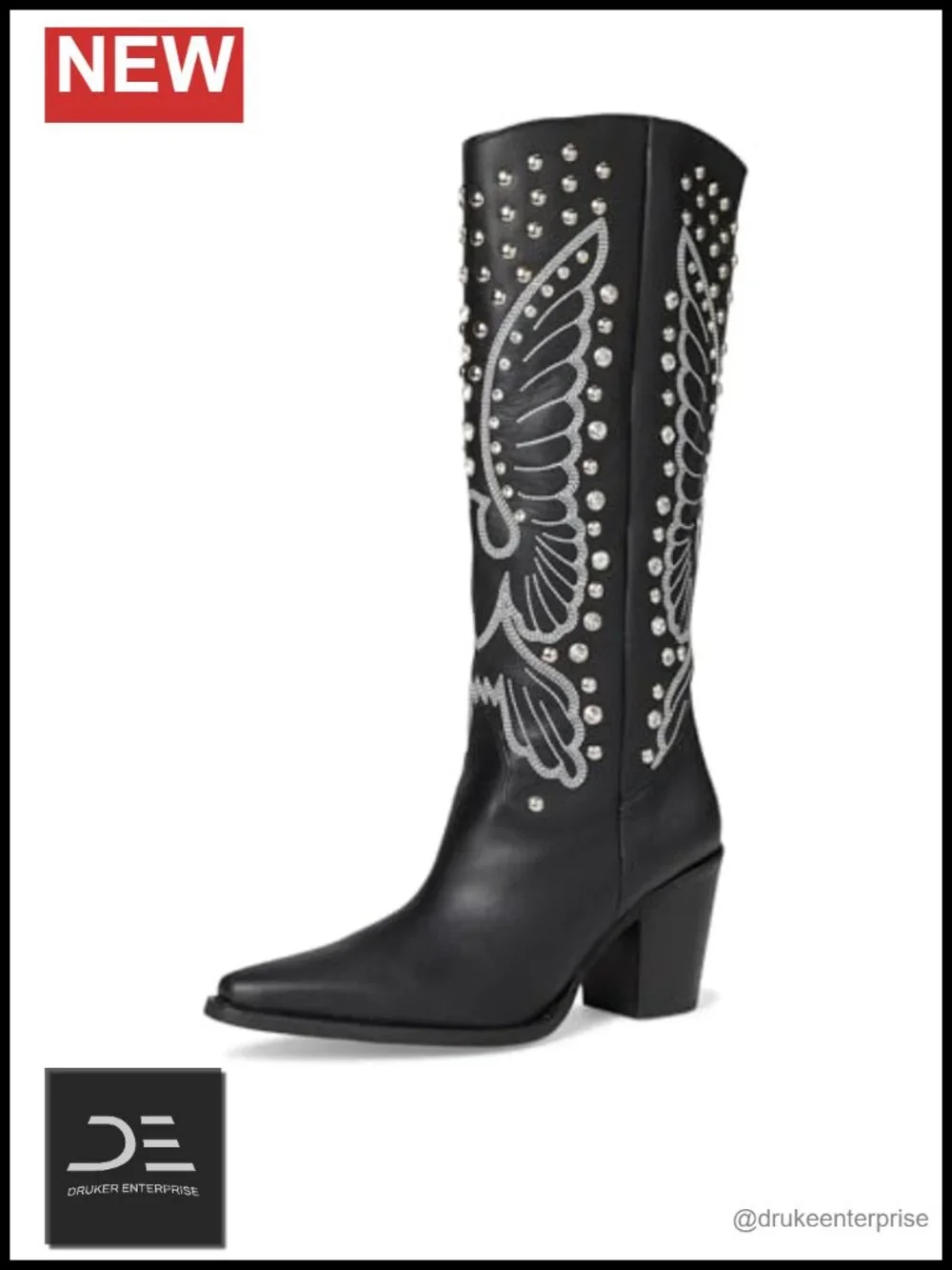 Dingo Women's Leather Knee High Casual Boots Block Heel Snip Toe